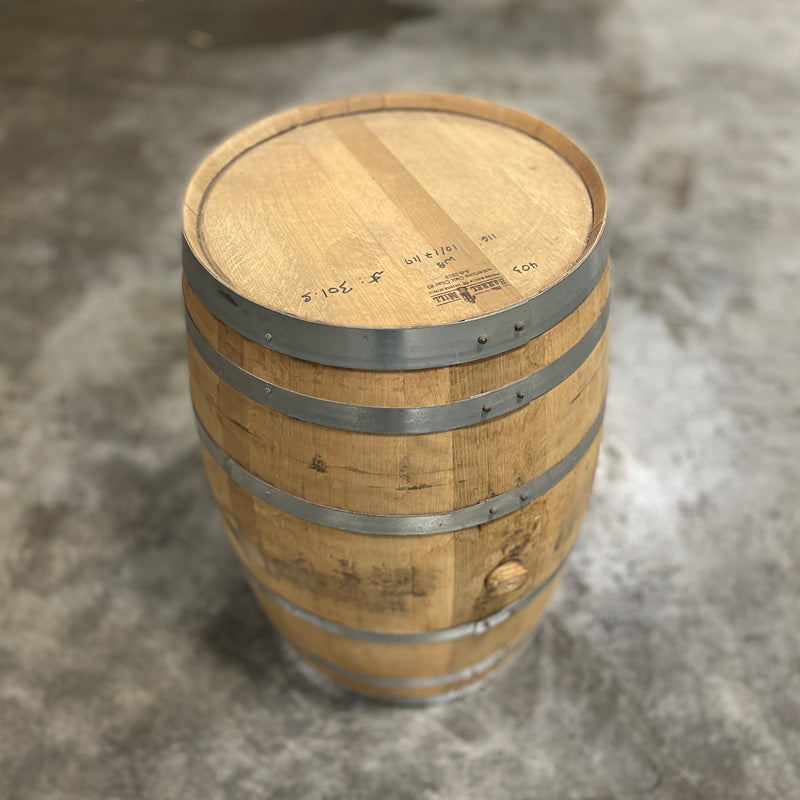 Head and side of a 30 Gallon West Fork Wheated Bourbon Barrel