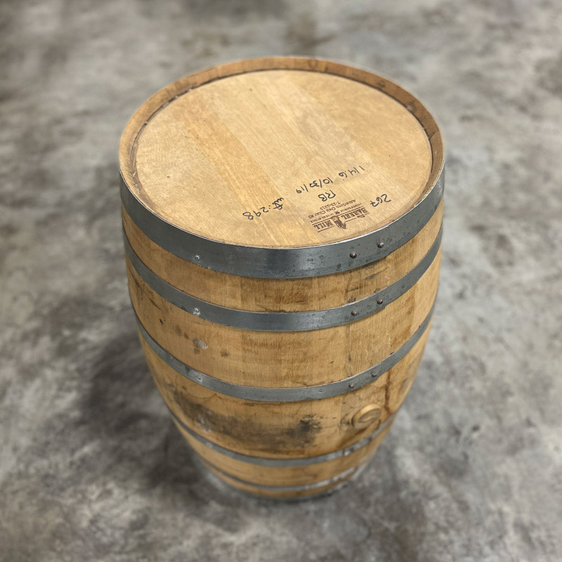 
                  
                    Head and side of a 30 Gallon West Fork Rye Bourbon Barrel
                  
                