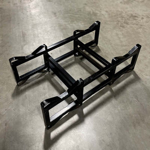 
                  
                    View from above of a black refurbished 25-30 gallon double barrel steel rack
                  
                