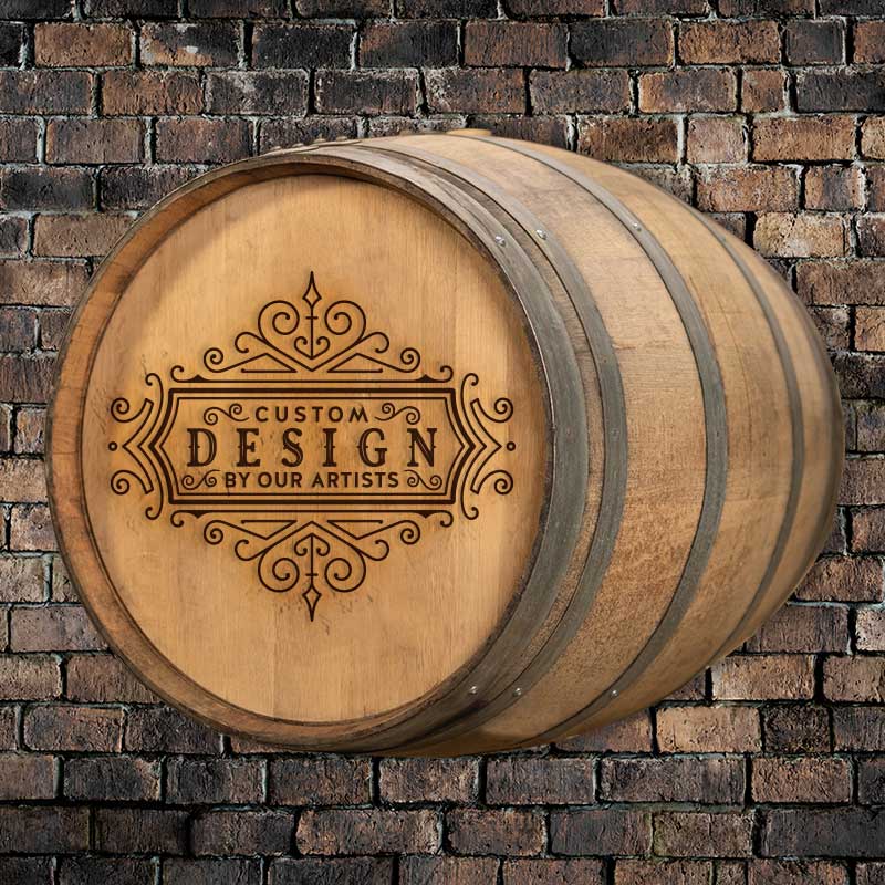 Custom design option for a full size wine or whiskey barrel