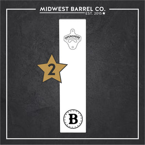 
                  
                    Engraved Barrel Stave Bottle Opener Option 2 with letter B and circular frame
                  
                