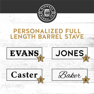 
                  
                    Font options for personalized full length barrel stave name engravings
                  
                