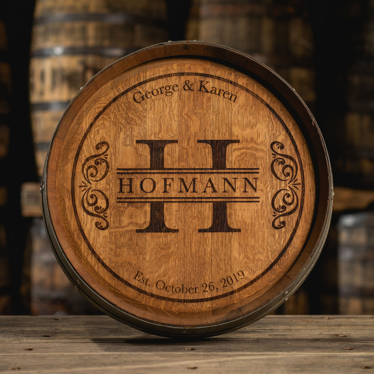 Wine Barrel offers Custom Name or Address Sign