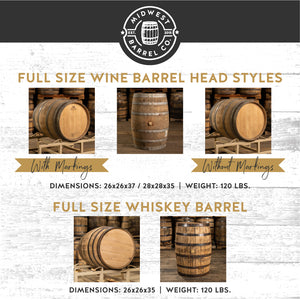 
                  
                    Full size wine and whiskey barrel comparisons
                  
                