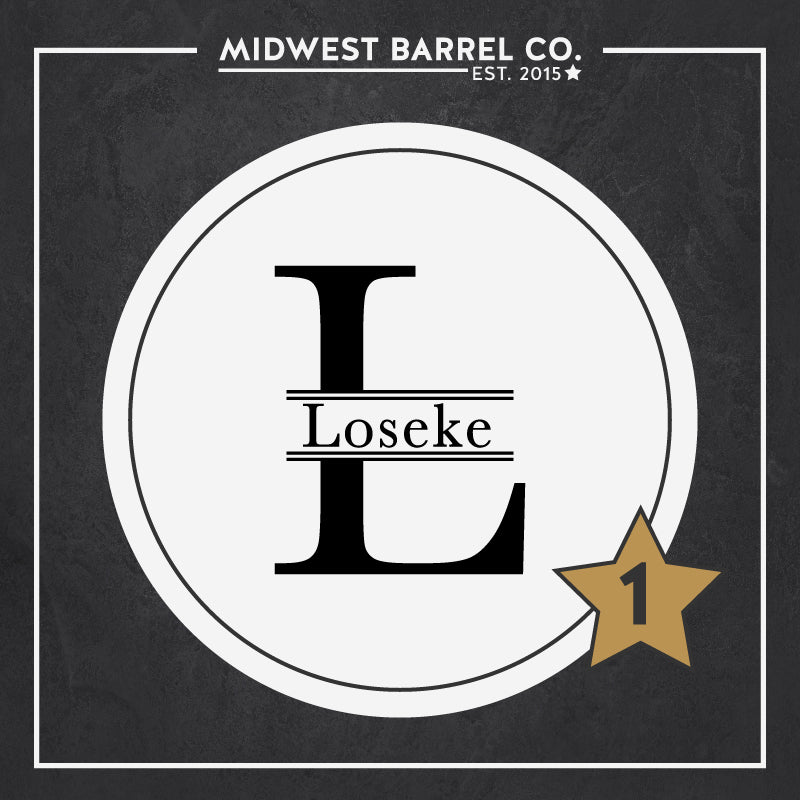 Engraving design option 1 with L initial and Loseke family name in the center