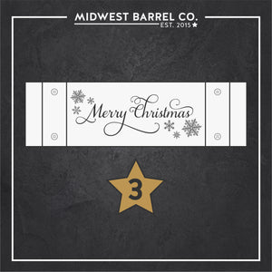 
                  
                    Engraved Barrel Stave Holiday Collection design option 3 with Merry Christmas and snowflakes
                  
                