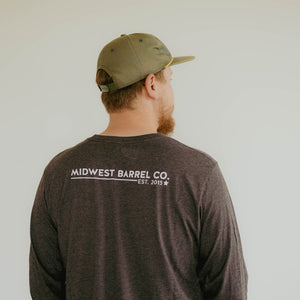 
                  
                    Back of dark gray I'd Smoke That Shirt with Midwest Barrel Co. Est. 2015 logo
                  
                