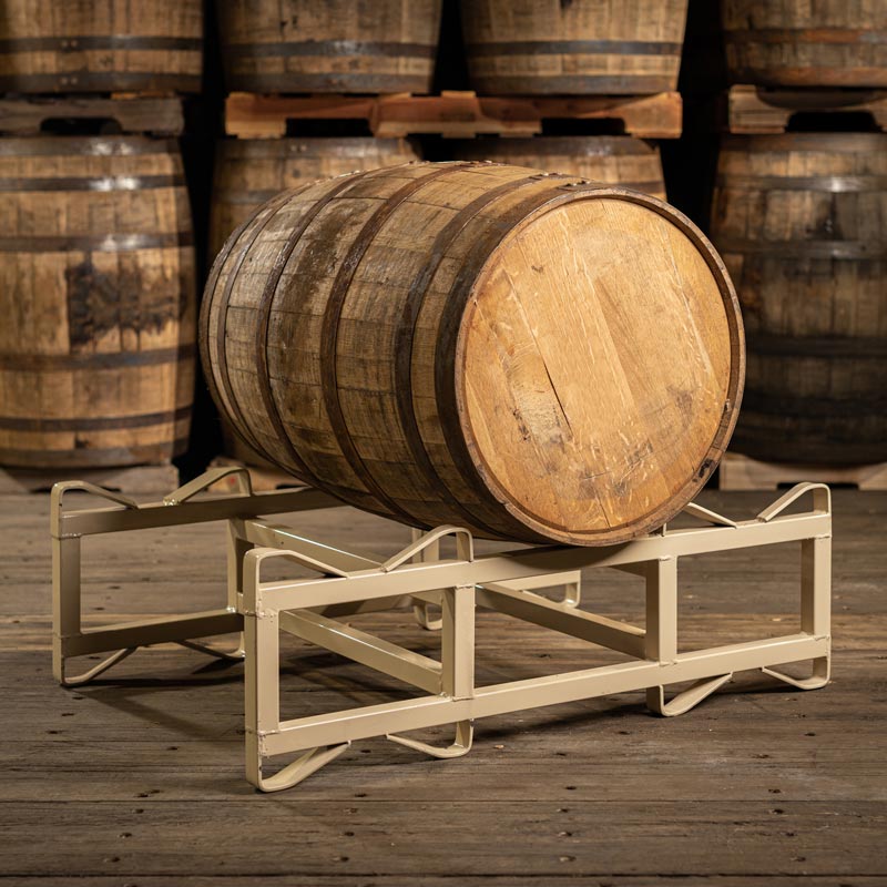
                  
                    Jamaican Rum Cask Templeton Rye Whiskey Finish Barrel on rack
                  
                
