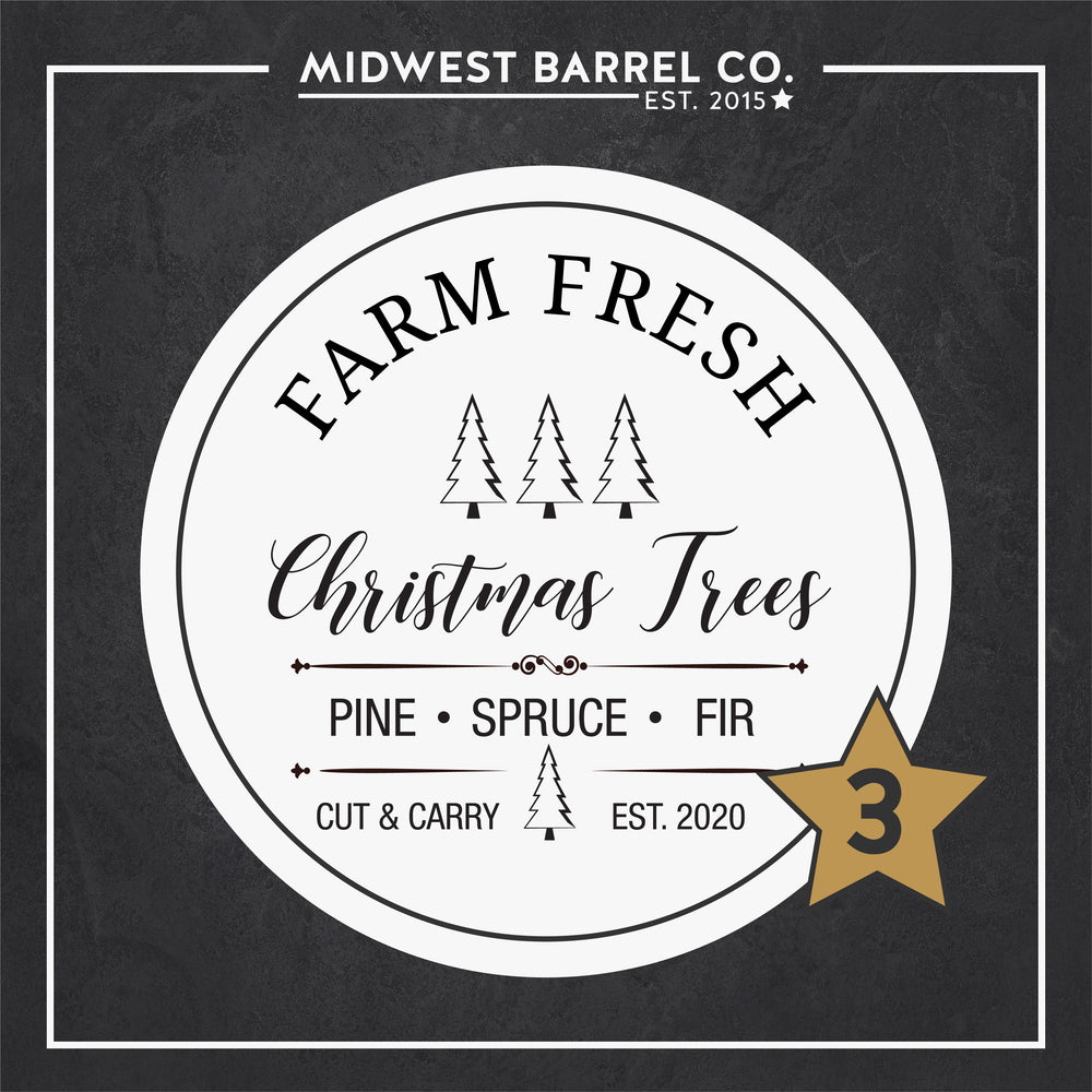 
                  
                    Option No. 3 Farm Fresh Christmas Trees Pine Spruce Fir Cut and Carry Est. 2020 with evergreen trees
                  
                