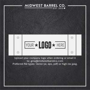 
                  
                    Example of a barrel stave and Your Logo Here text in the middle
                  
                
