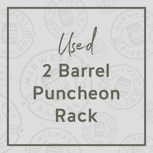 
                  
                    Square with text Used 2-Barrel Puncheon Rack and circle Midwest Barrel Co logos in background
                  
                