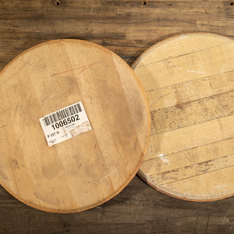 White Wine Barrel Heads, one showing interior and other showing exterior