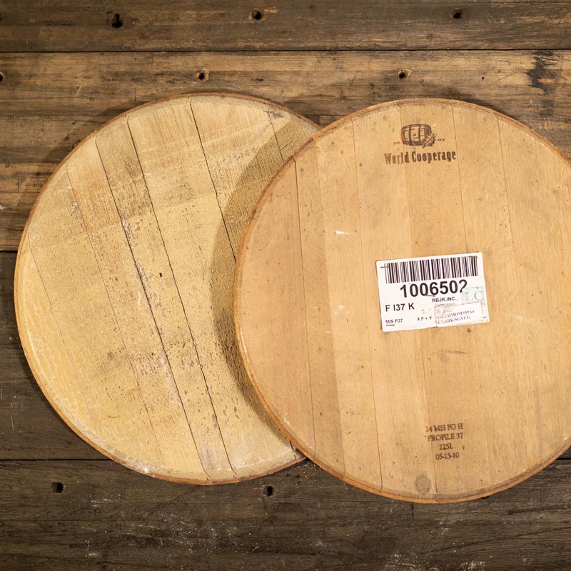 White Wine Barrel Heads, one showing interior and other showing exterior