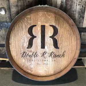 
                  
                    Laser engraved barrel head for Double R Ranch with RR logo
                  
                