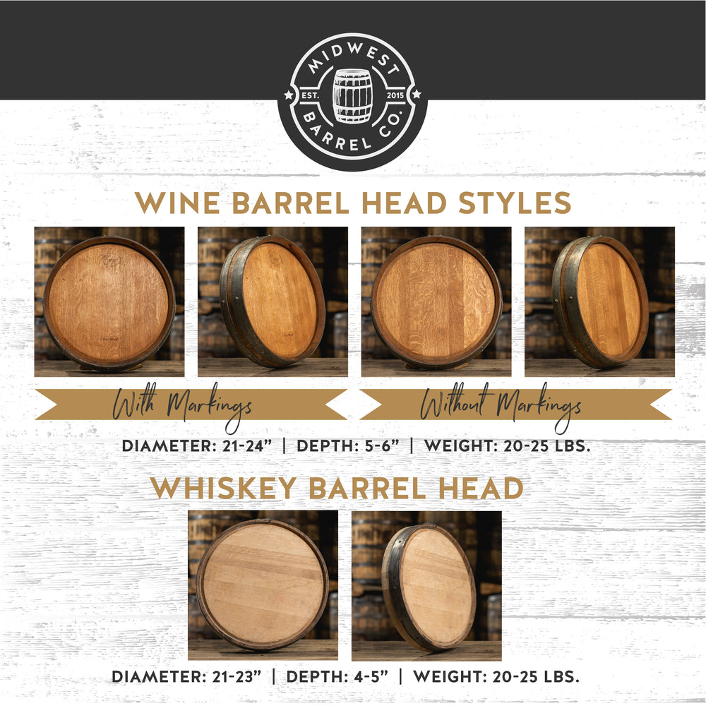 
                  
                    Graphic showing differences between wine and whiskey barrel heads for laser engraving designs
                  
                
